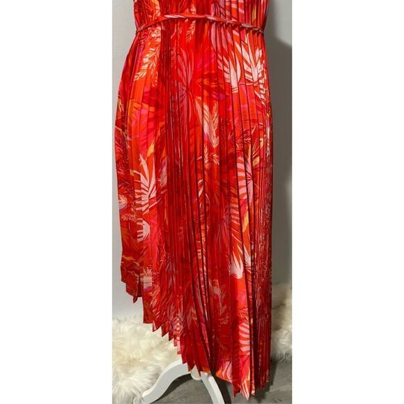 Milly Irene Tropical palm print Asymmetrical pleated accents dress 6 - Picture 11 of 12